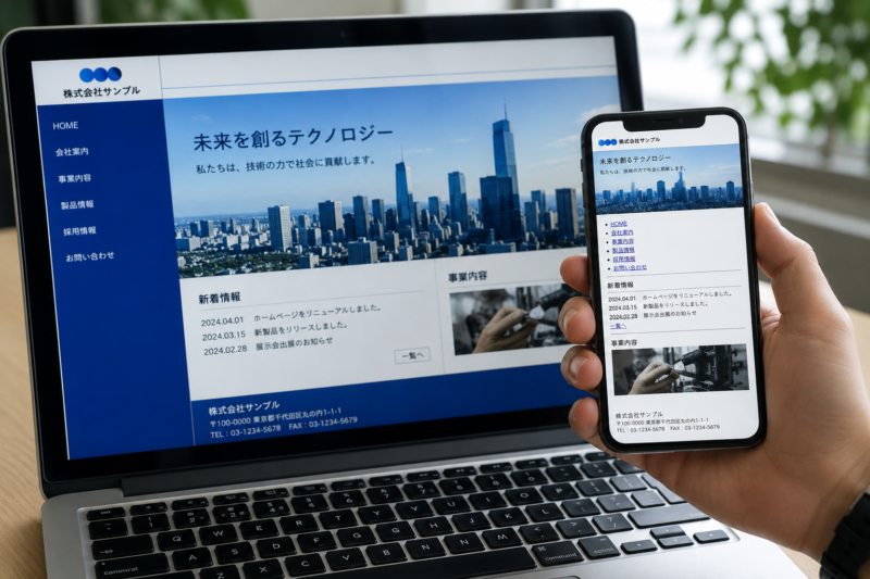 モバイル(レスポンシブ)対応をしていないホームページ