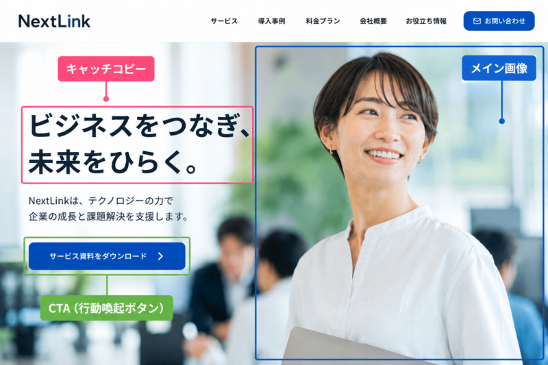 ホームページのファーストビューの構成
