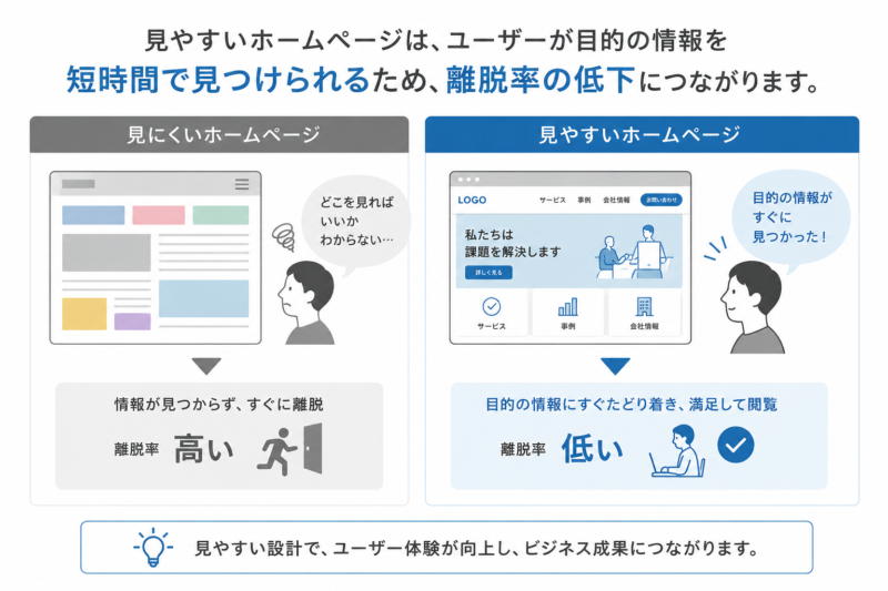見やすいホームページと見にくいホームページ