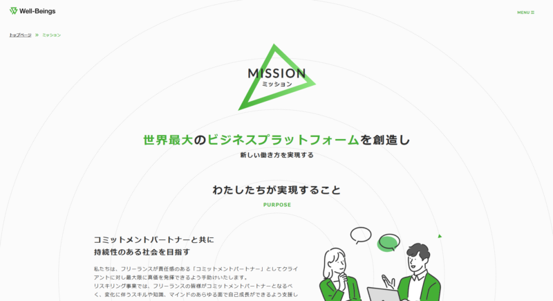 株式会社ウェルビーイングスのミッションページ